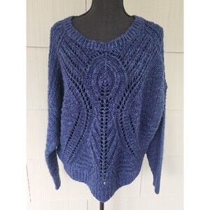 Devoted Dark Blue Women's Size Large L Knit Acrylic Chunky Oversized Sweater